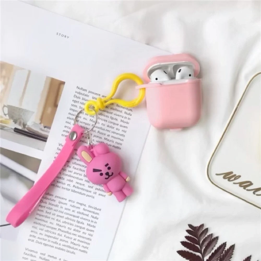 Cartoon Airpods Silicone Case Keychain Cooky